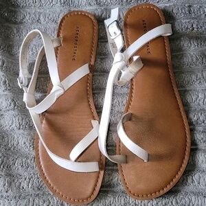 Aeropostale Women's Sandals with White Straps and Brown Sole